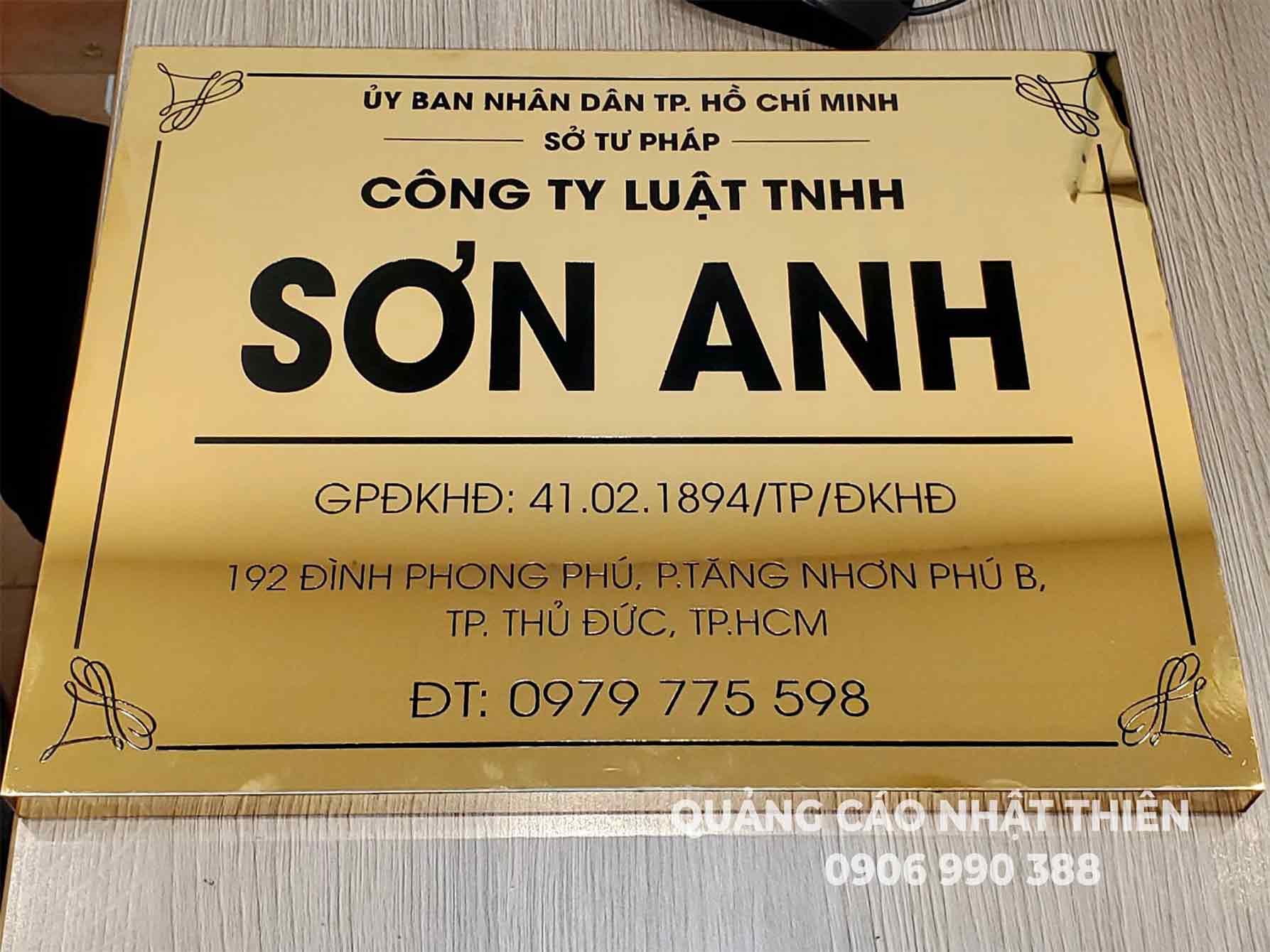 Bảng tên công ty inox KT 30*20cm