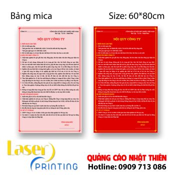 BẢNG NỘI QUY Nền đỏ chữ trắng - Nền Hồng chữ đen