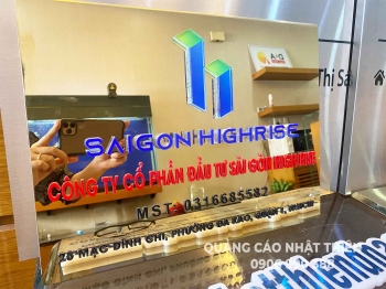 Bảng tên công inox dán chữ mica KT 40*30cm